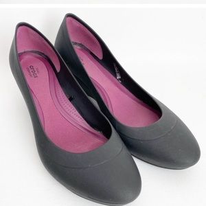 Crocs Lina Wedge Slip On Shoes Black Women's Size 10